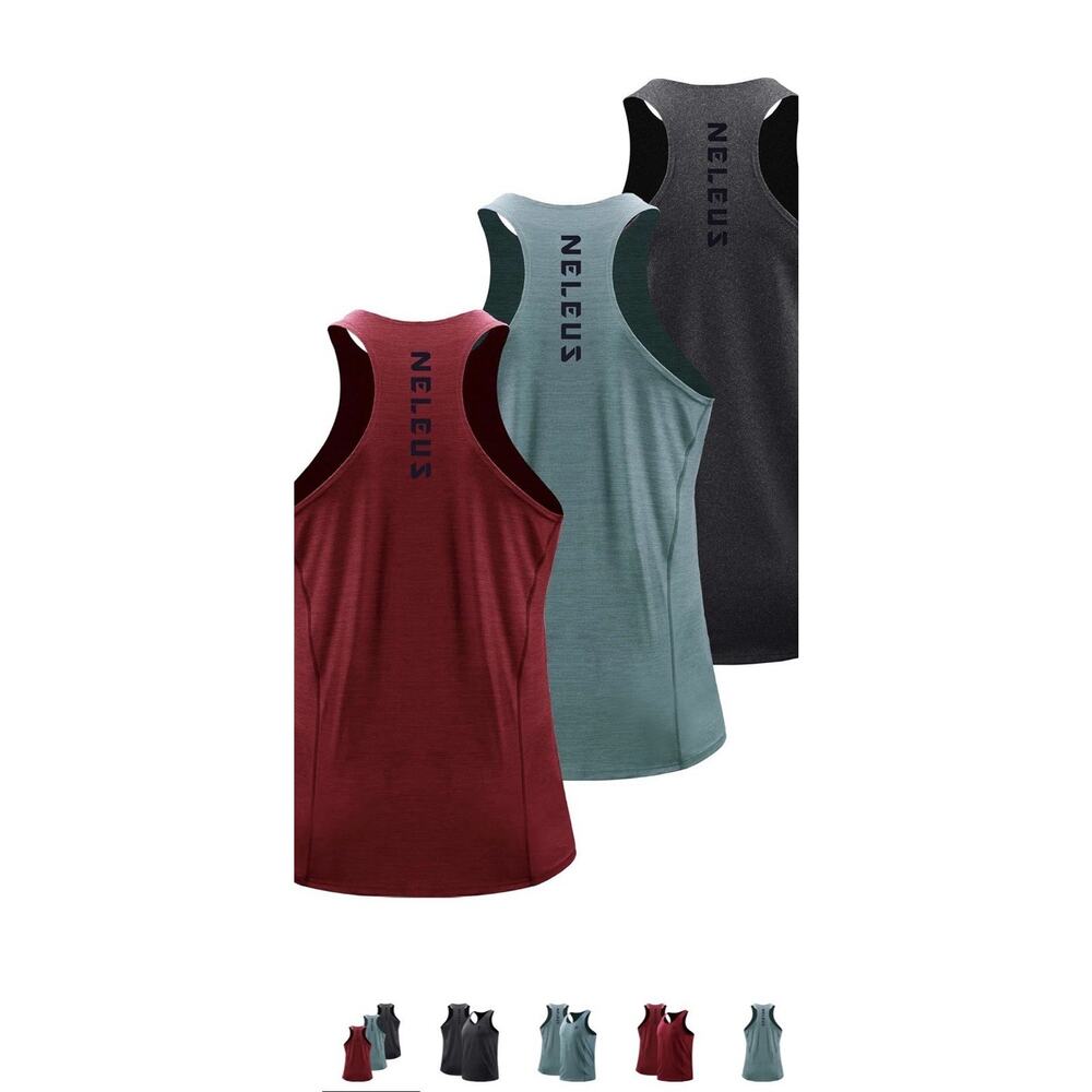 NELEUS Men's 3 Pack Running Tank Top Dry Fit Y-Back Athletic Workout Tank Top...